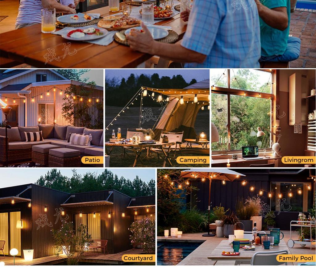 Cross-Border ST38 String Lights: Outdoor Waterproof LED for Camping, Tent, Courtyard, and Festival Decor