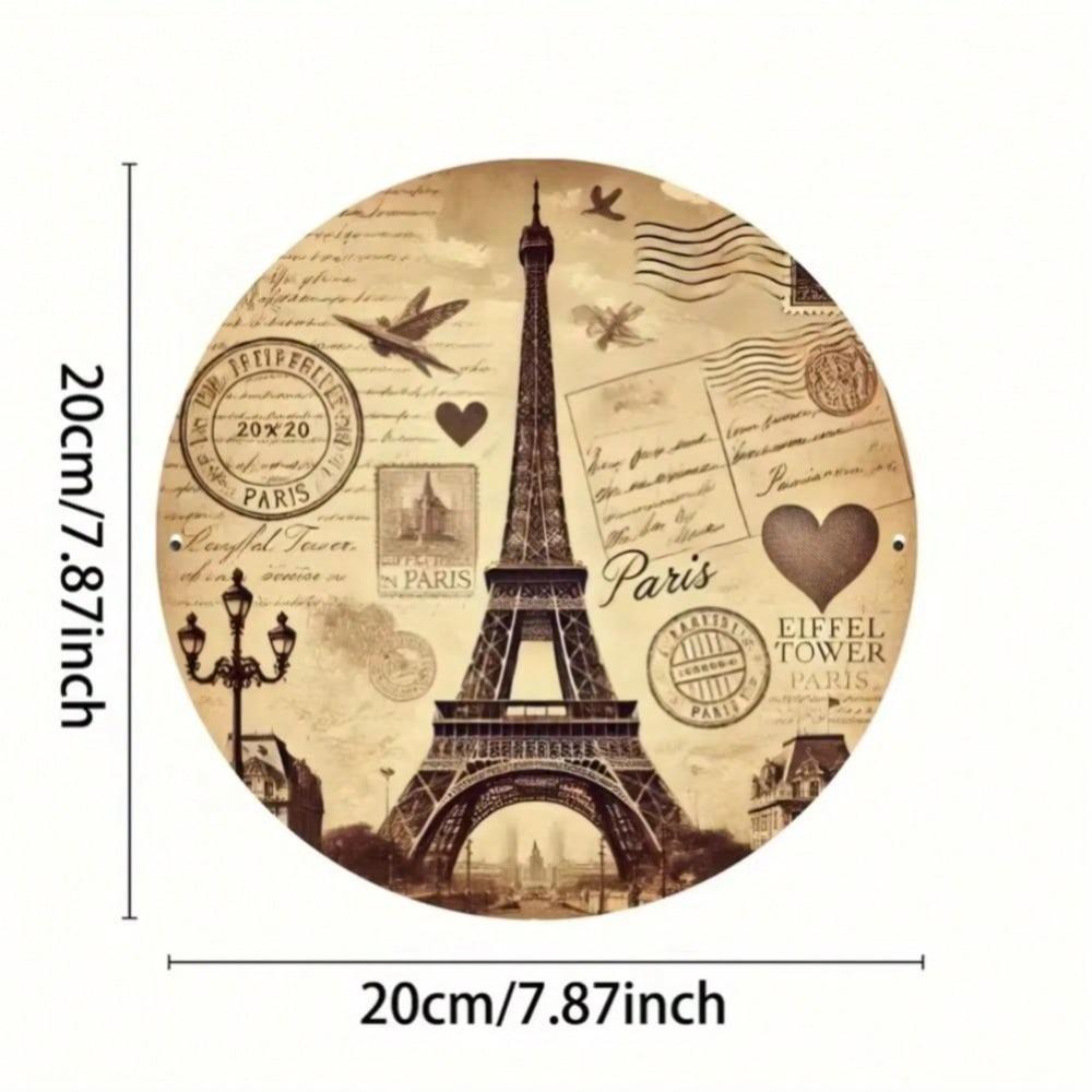 Retro Paris Eiffel Tower Metal Wall Art Plaque Cafe Home Decor Sign