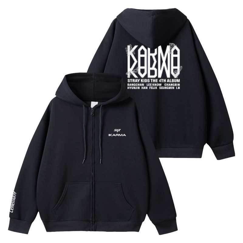 Straykids hettegensere Jakke Kpop-stjerne SKZ KARMA klær sceneantrekk