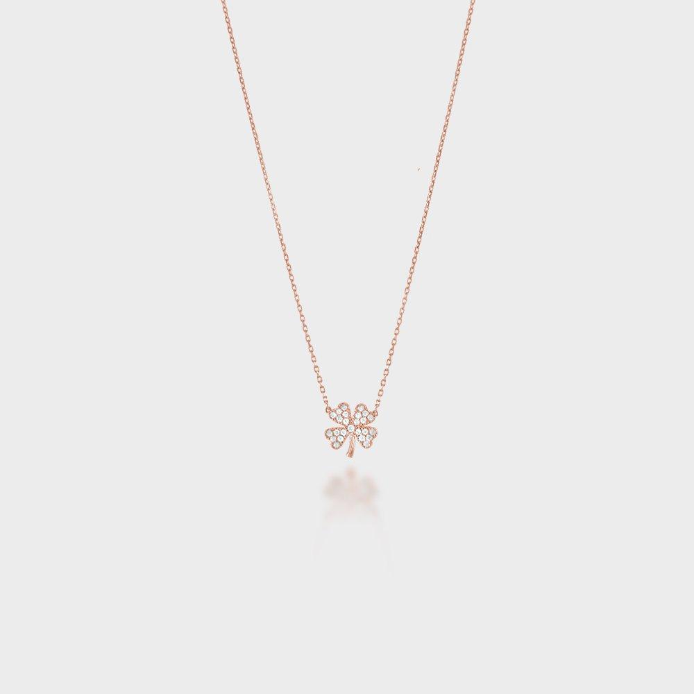 925 Silver Crystal Clover Women's Silver Necklace