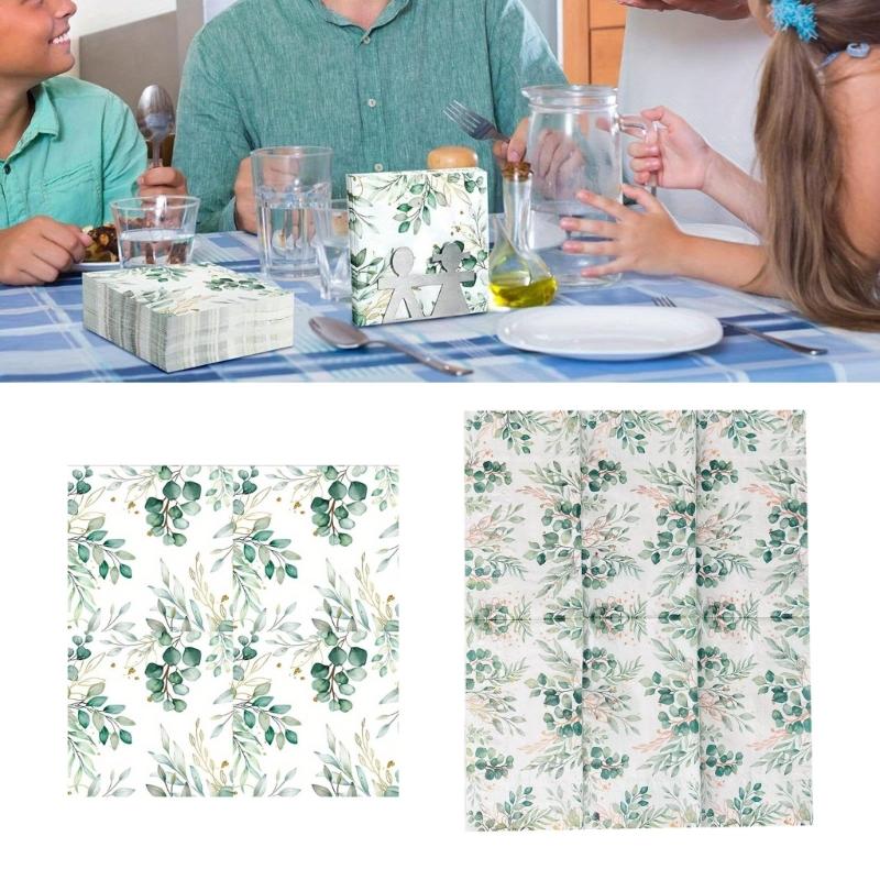 Biodegradable Decorative Leaf Designs Paper Napkins High Absorbency Gentle Skin Friendly for Event