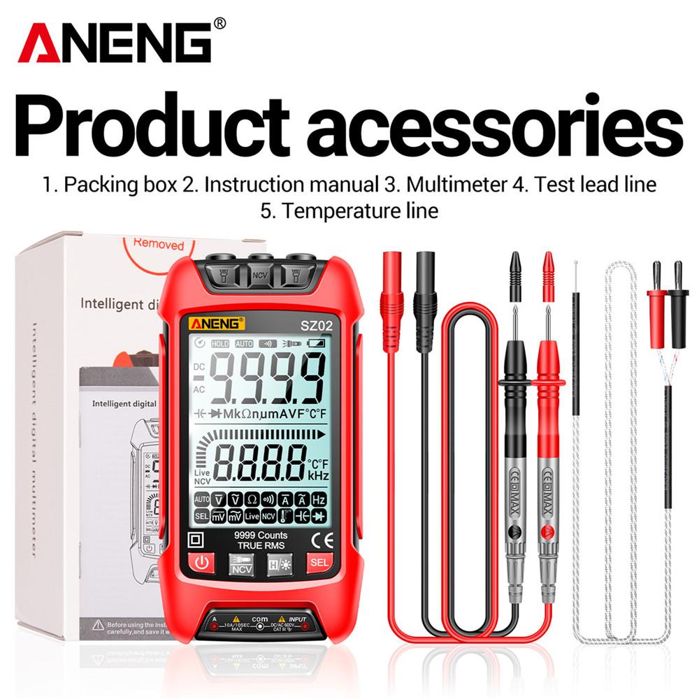 ANENG SZ02 Smart Digital Multimeter 9999 Counts True RMS Auto Electrical Capacitance Meter Temp Resistance Transistor Testers