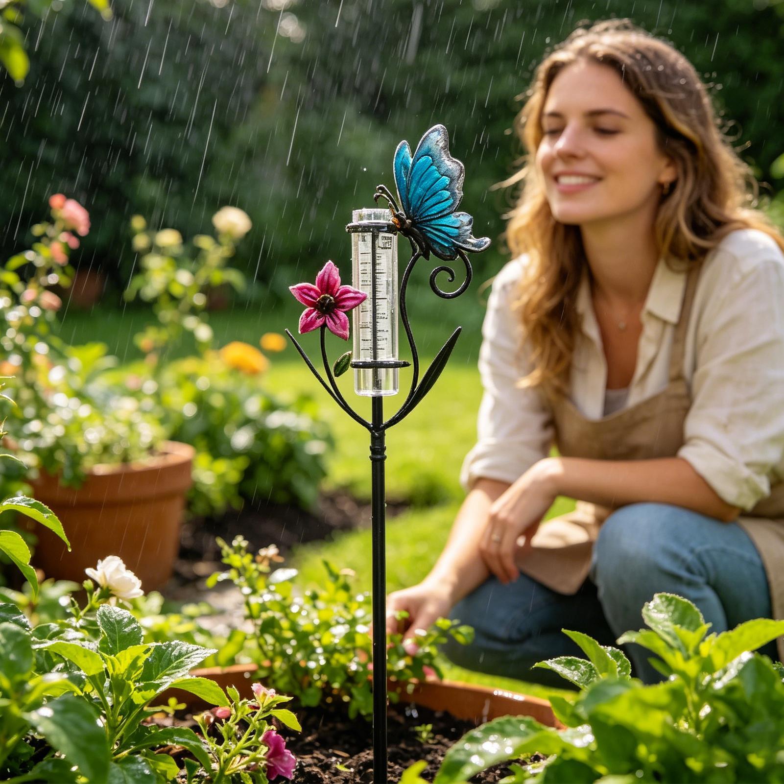 Decorative Garden Rain Gauge Easy to Read Scale Rain Gauge Glass Tube Stable for for garden lawn landscape decoration China Mainland