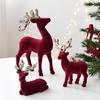 Christmas Reindeer Figurines with Glittered Antler and Feet Artificial Animal Crafts Tabletop Ornament Home Decoration