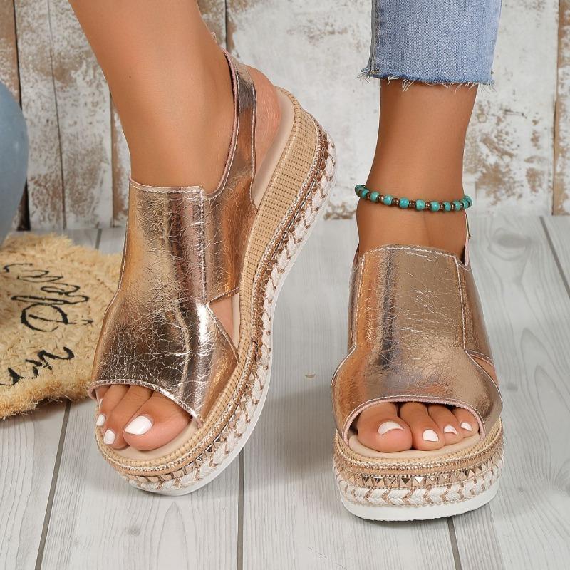Women's Summer New Round Head Open-toed Muffin Platform Roman Sandals