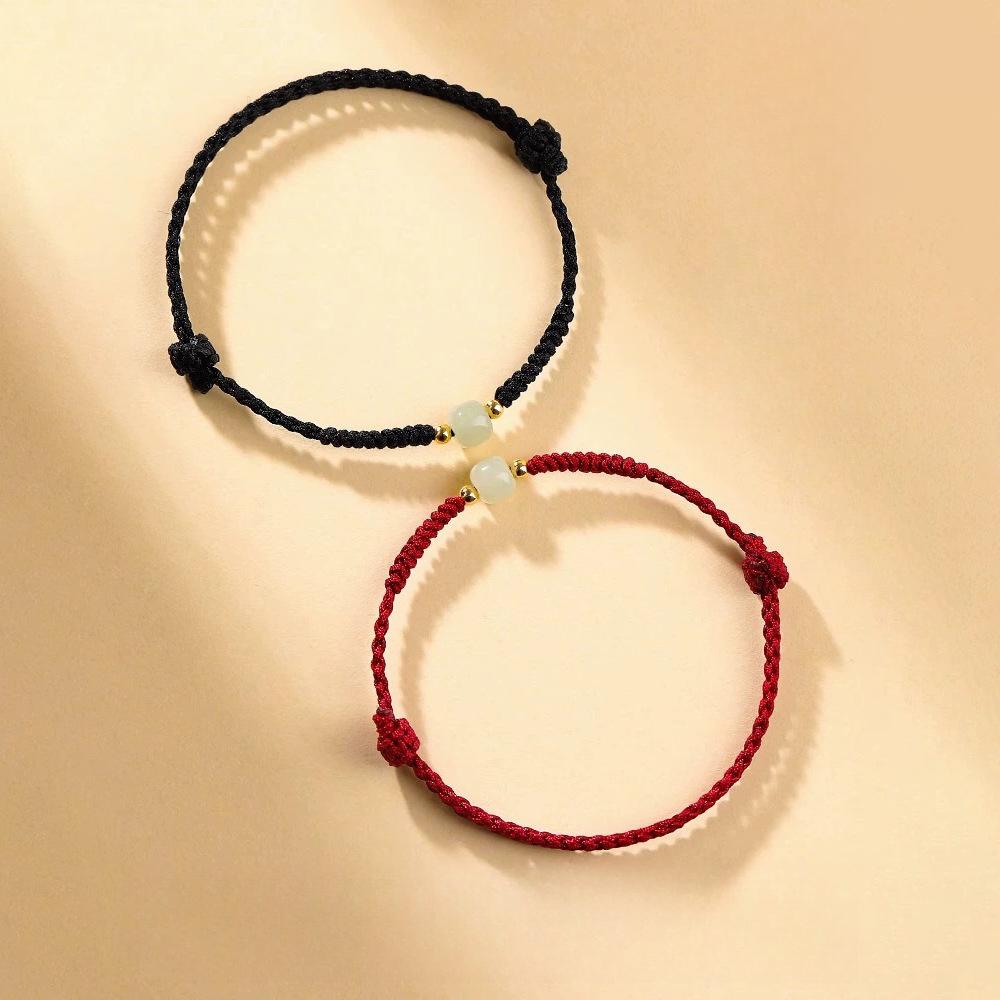 Bracelet Hetian Jade Red Rope Women's New Ashore Transfer Beads Good Luck Red Hand Rope for Girlfriend Gift