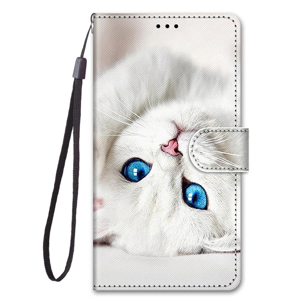 Leather Flip Phone Case For iPhone 11 XR X XS 7 8 SE 2020 SE 2022 Lion Cat Flower Painted Wallet Card Holder Back Cover