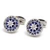 Spot wholesale exquisite creative hollow pattern design round 3 colors optional men's cufflinks, cross-border hot-selling jewelry