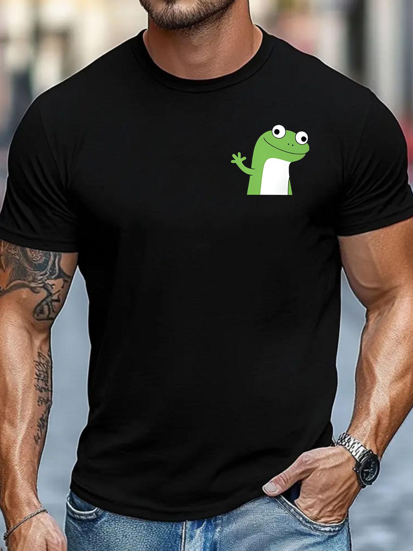 

Men s Funny Cute Green Lizard Print T-Shirt - Cartoon Lizard Face Design with Big Eyes & Tongue Out XL