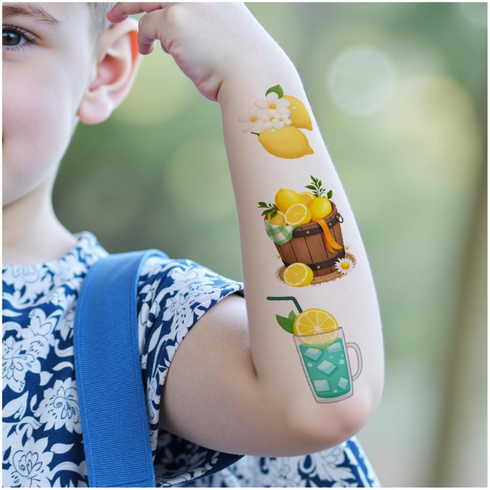 108 Pezzi Tatuaggi Temporanei Adesivi Cartoon Impermeabili Lunga Durata Adesivi per Corpo Adesivi Limone Per Uomini