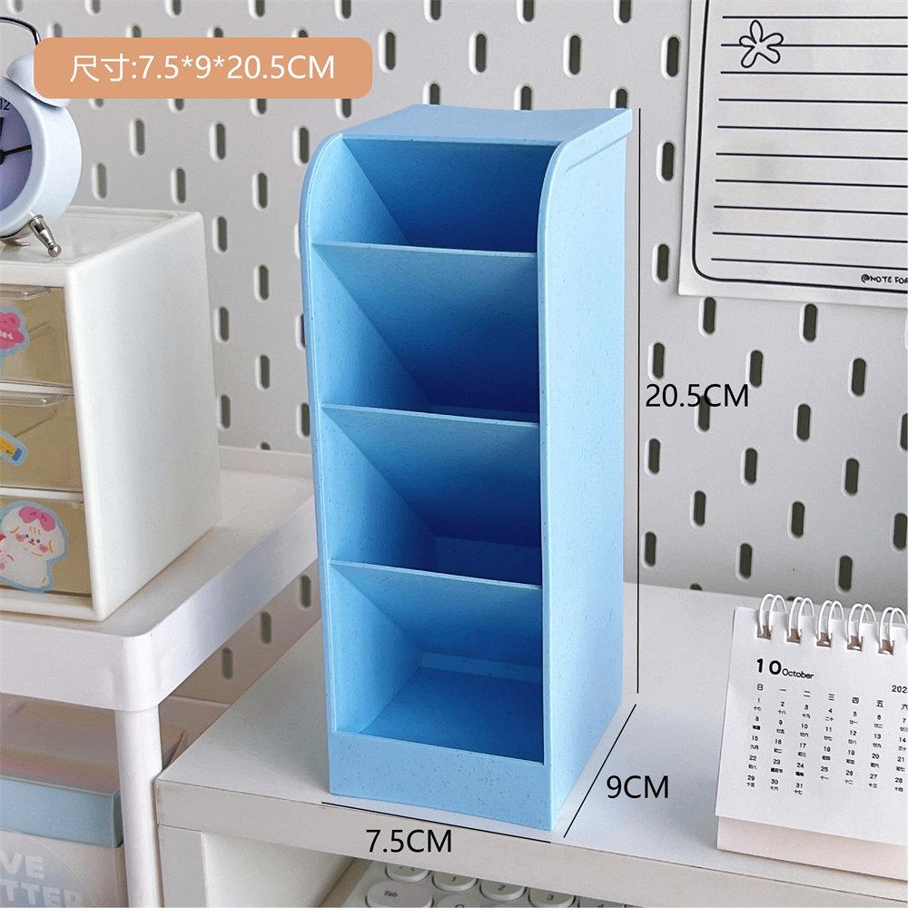 Macaron Color 4 Grid Oblique Insertion Desktop Organizer Pen Holder Pencil Makeup Brush Storage Box School Stationery Quality