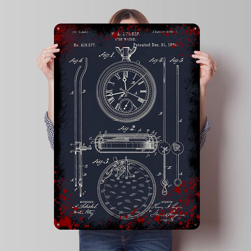 Stop Watch Printed Poster Customized Wall Art Retro Vintage Metal Tin Signs for Room Decoration Home Decor Items Bar Accessories