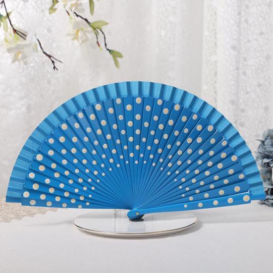Practical Beautiful Decoration Multicolor Dot Print Folding Fan Home Supply Decorative Fan