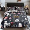 High-Definition Printed Casual Cat Flower Quilt Cover Set Soft Breathable Ideal For Home Dormitory 1 Quilt Cover+2 Pillowcases