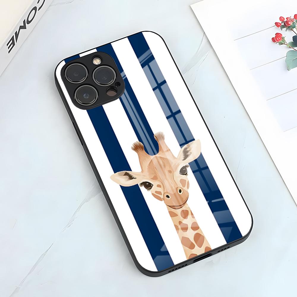Cute Giraffe Phone Case For IPhone 17 Pro Max 15 Pro 16 14 Plus 12 13 Mini 11 Pro Shockproof Glass Cover