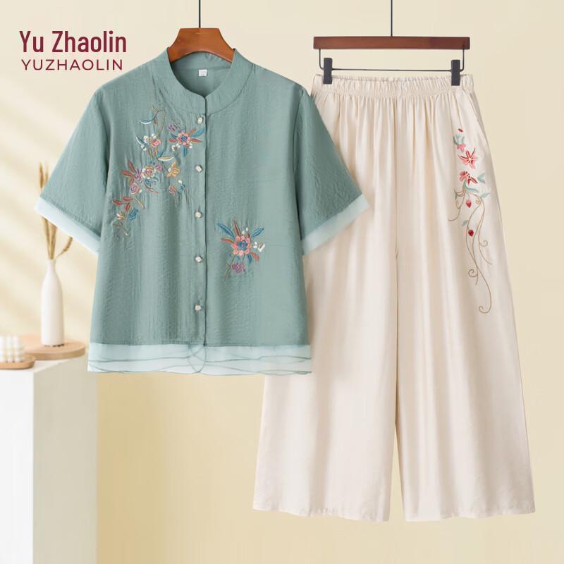 Yuzhaolin Women s Summer Chinese Style Two-Piece Set XL