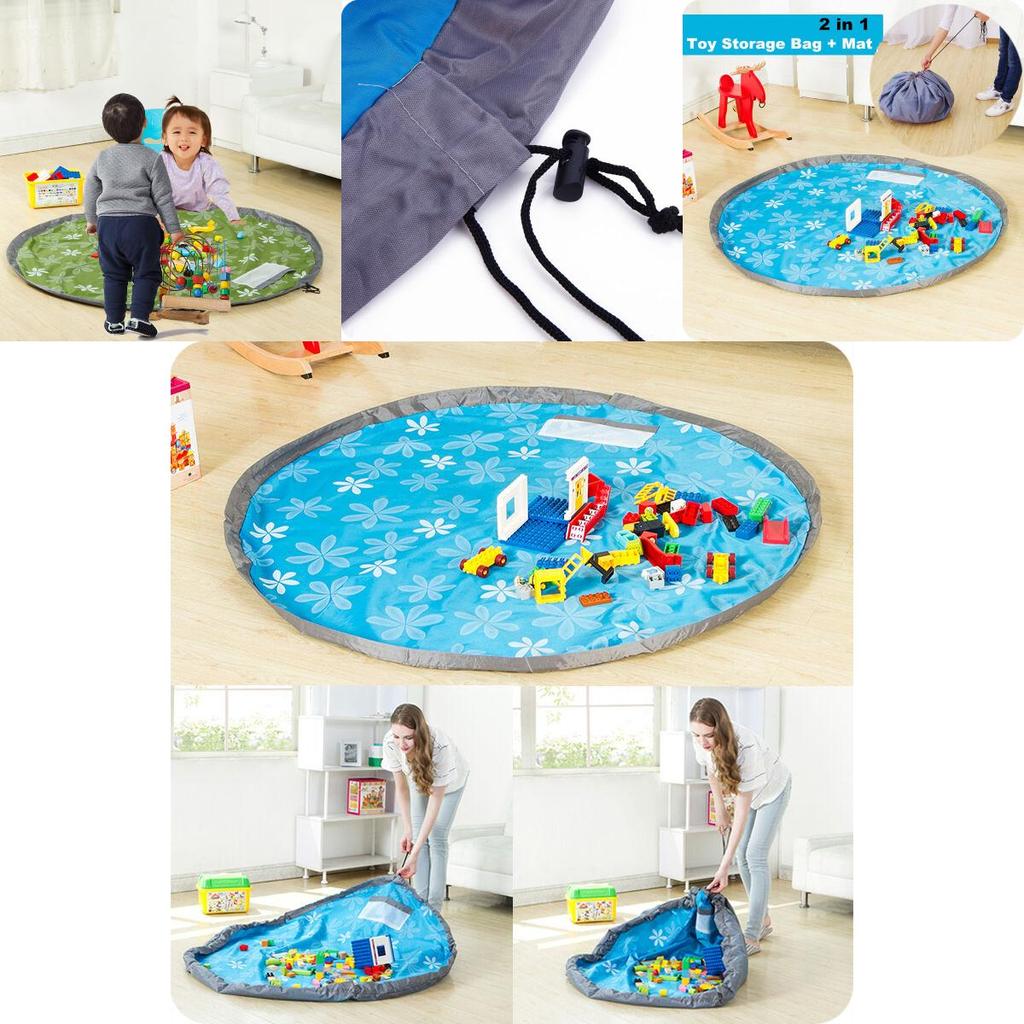 De 80150cm Tapis Jeux Stockage Sac Jouet Enfant Play Mat Rangement Cadeau