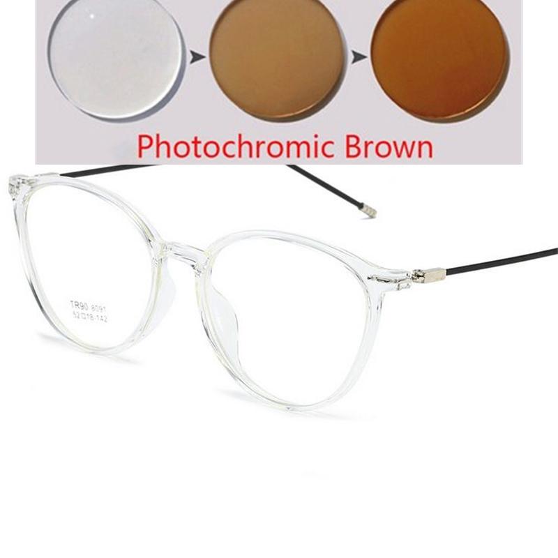 Transparent Gray Oval Nearsighted Glasses Ultralight  Steel Wire Leg Prescription Eyeglasses Diopter 0 -0.5 -1.0 To -6.0