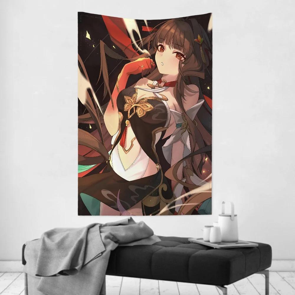 Spiel Honkai Star Rail Lingsha Charakter Druck Tapisserie Raumdekoration Tapete Party Hängender Hintergrund Raumdekoration