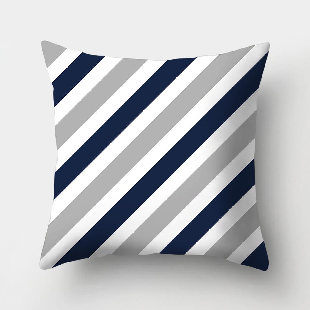 Blue Pattern Decorative Cushion Cover Stripe Geometric Pillow Case For Car Sofa Decor Pillowcase Home Throw Pillow Cover 45X45CM