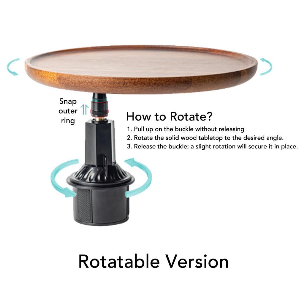 Cup Holder Eating Tray Table Easy Installation 360° Rotating Stable  Wooden Car Cup Holder Tray for Most Cup Holders