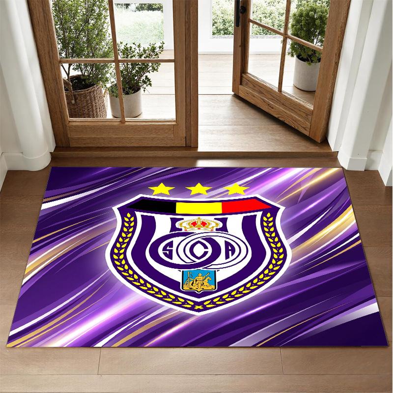 Anderlecht FC Design Crystal Velvet Rug Soft Decorative Mat for Bedroom Entrance