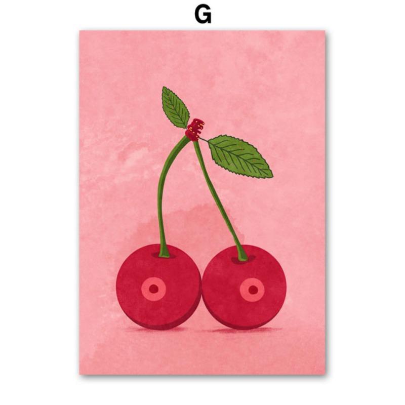 Abstract Girl Red Wine Cherry Flowers Wall Art Canvas Painting Illustration Posters And Prints Pictures For Living Room Decor