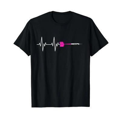 Dart Heartbeat Ecg Heart Line Steel Darts With Flight T Shirt Vintage Comfortable Graphic Versatile Designer Clothes