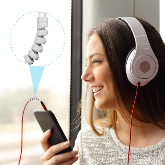 24 kusů vysoce flexibilní silikonové chrániče kabelu, chránič nabíjecího kabelu, chránič nabíječky, chránič drátu, chránič nabíjecího kabelu (Bílý)