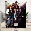 Rock Band Black Leather Blanket Durable Comfort Suitable for Couch Sofa Office for All Occasions Playful Design Best Holiday Gift for Friends Family