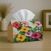 1pc Tissue Box Holder Featuring a Vintage Floral Design In Hibiscus Blossom Colors, Made from Durable Polyester. Perfect for Use In The Kitchen, Livin