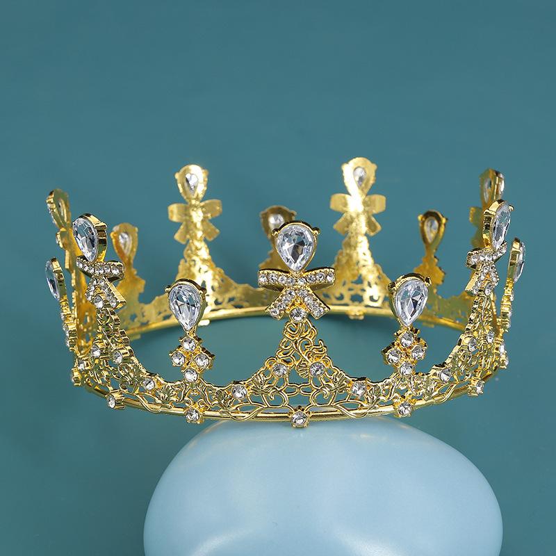 Bridal Headdress New Korean Baroque Crown Flowers Cake Decoration Ornaments Adult Ceremony Birthday Crown Jewelry