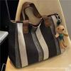 Large Capacity Striped Shoulder Bag Fashion Casual Handbag Stylish Tote Messenger Bag.