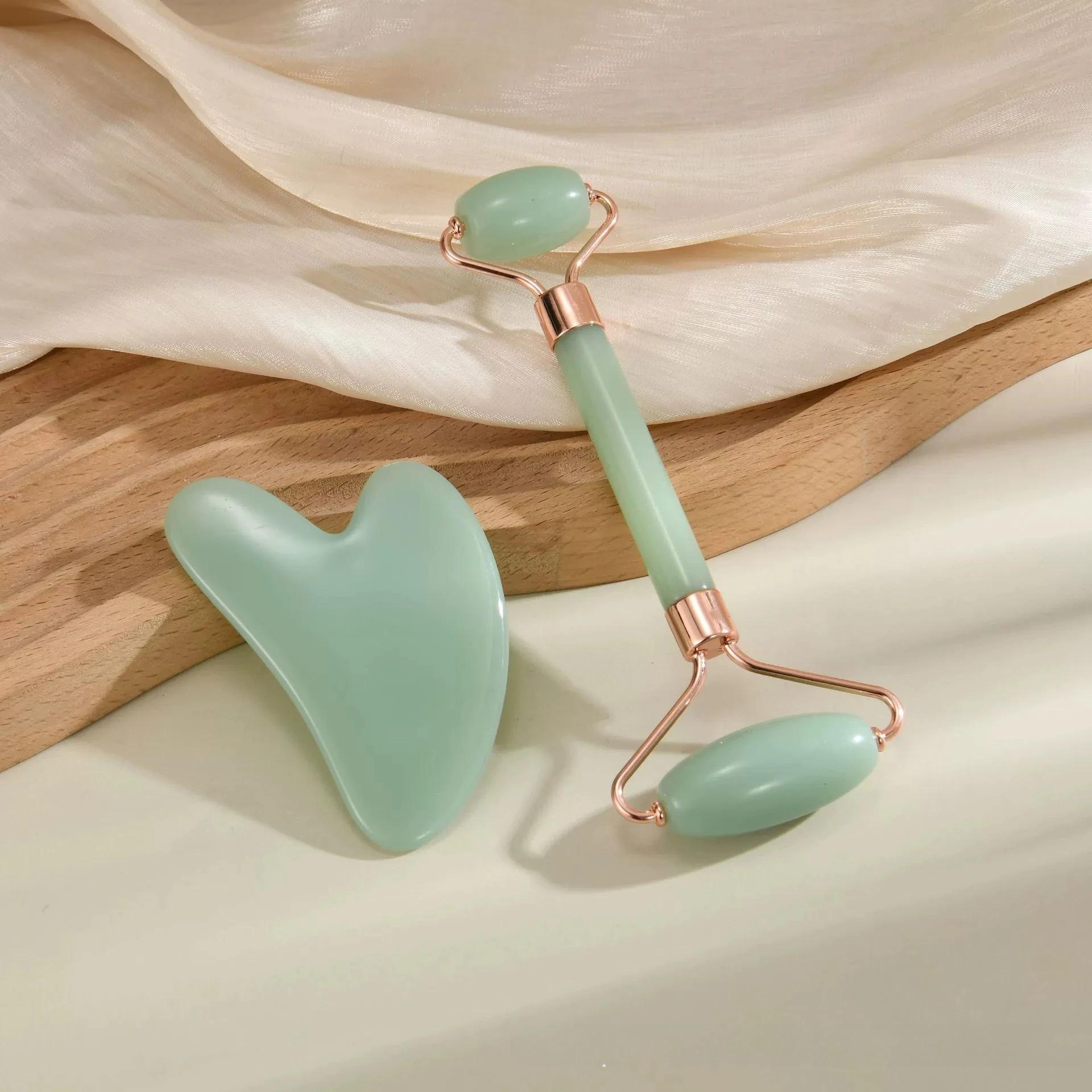

2Pcs Facial Massager Kit Resin Face Roller Guasha Board Beauty Scraping Massage Roller Face Lifting Neck Body Skin Care Tools