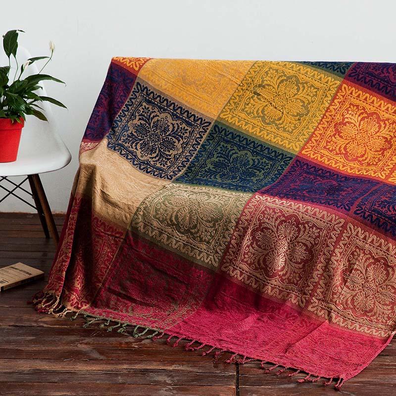 Nepal Style Chenille Yarn Woven Blanket: Multi-Functional Sofa Throw, Shawl, or Table Mat