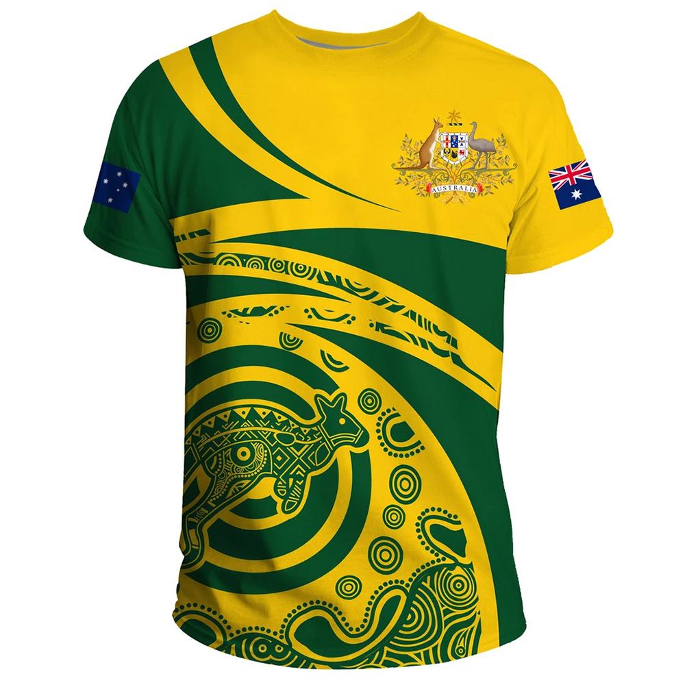 ETST WENDY Australian Men's T-Shirt Summer O Neck Pullover Short Sleeve Australia Emblem Printed Men's Clothing Large Size Loose Tops Tees S