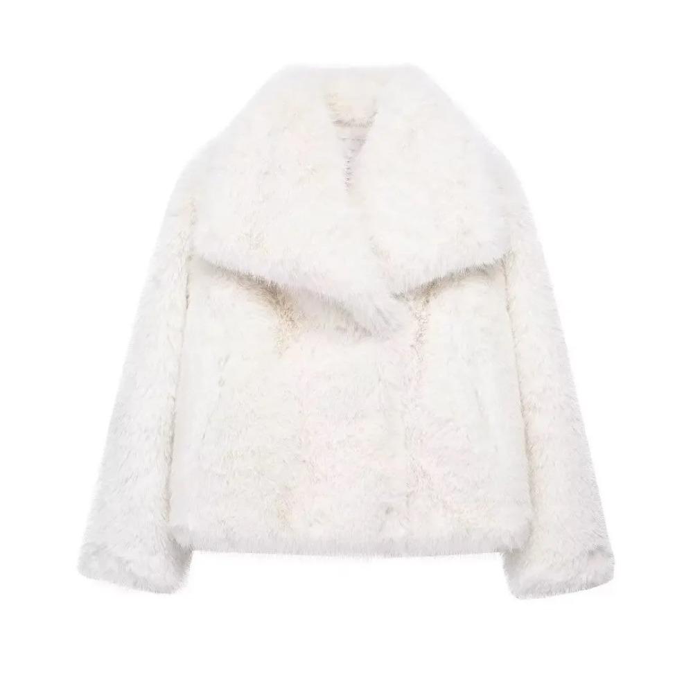 VAYLA Woman Autumn Winter Faux Fur Coat Plush Fluffy Women's Jacket New in Outerwears White Red Gray Black Wool Blends Coats