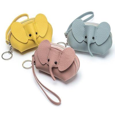 Pu Leather Baby Elephant Coin Purse Women'S Bag Pendant Creative Card Holder Storage Lipstick Envelope Zipper Money Bag