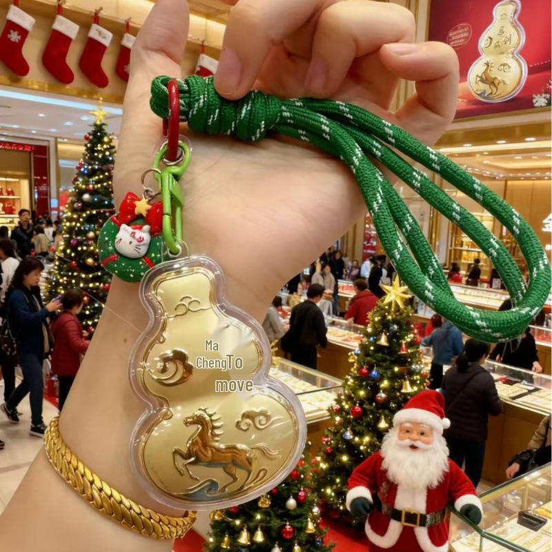 999 Pure Gold Horse Keychain Pendant - Christmas Ornament & Gift for Her Without Gold