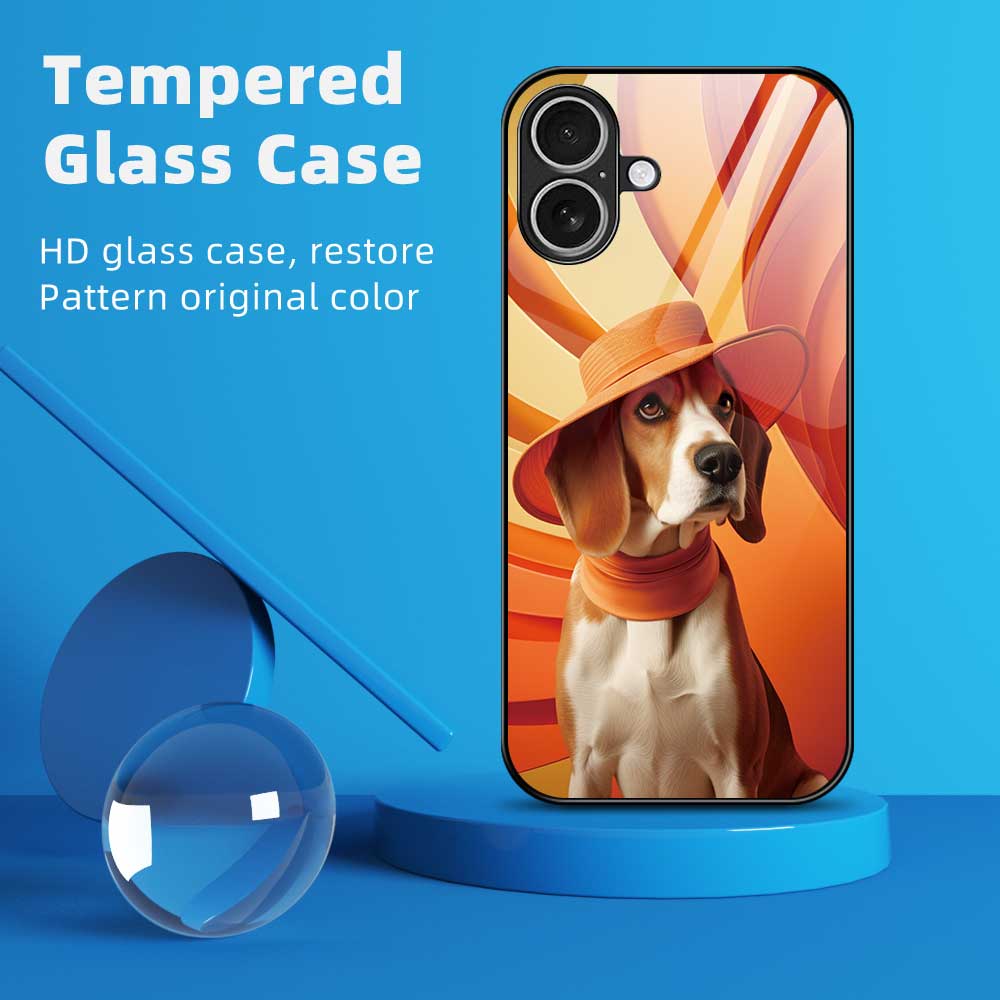 For iPhone 17 Case Anti Drop PC TPU Tempered Glass Pattern Printing Phone Back Cover