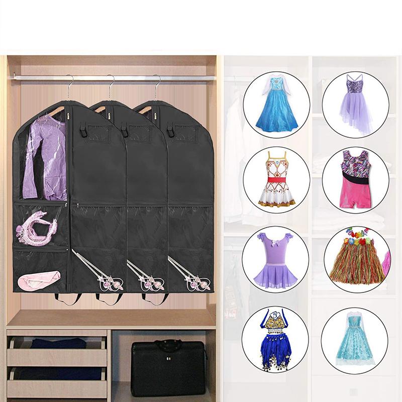 Hängande dansdräktväska, 40 tum vattentät kostymväska för resa, klädväska med 6 fickor för dans, sport, skridskoåkning