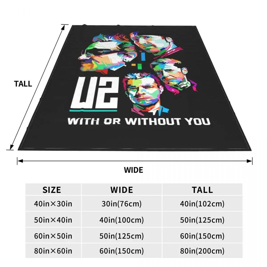 U2 Rock Band Blanket Member Faces Poster Vintage Camping Flannel Throw Blanket Warm Soft Bedroom Design Bedspread Gift