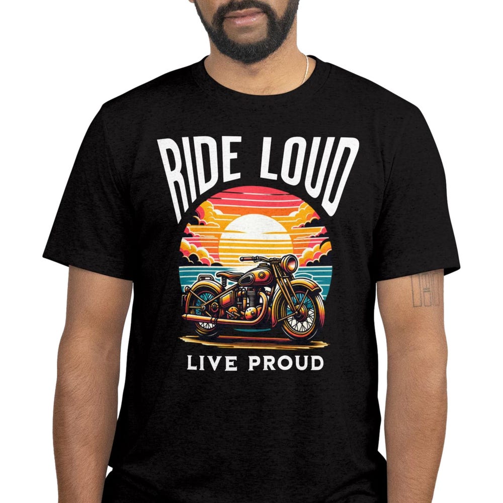 Vintage Motorcycle Tee: Ride Loud Live Proud Biker Shirt XL