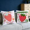 Retro Strawberry Texting Cushion Cover Soft Pillow Cases Home Bedroom Living Room Sofa