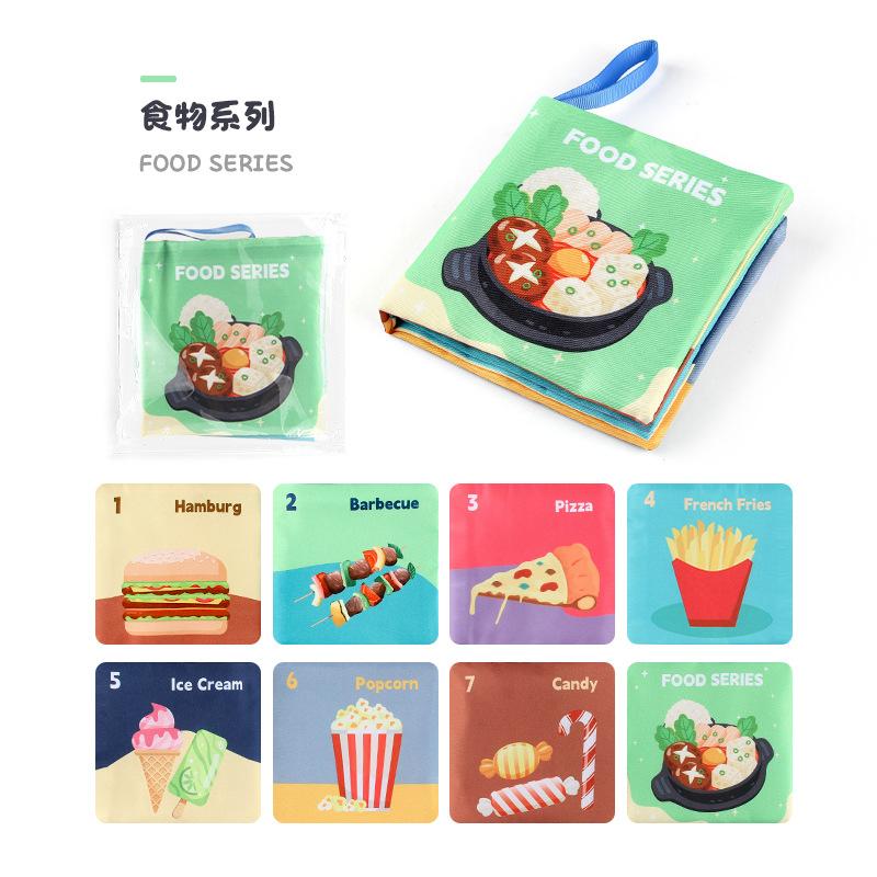 Baby Cloth Book Early Education Toy 4 Pages 8 Sides Palm Book Can Not Be Torn Animal Characters Cognition Baby Cloth Book