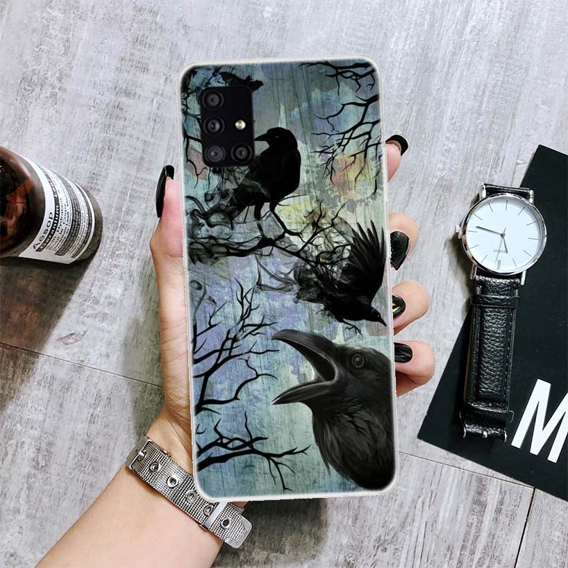 Crow Raven Dark Skull Phone Case For Samsung Galaxy A12 A22 A32 A42 A52 A72 A51 A71 5G A41 A31 A21 A02S M12 M21 M31 M30S Fundas