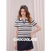 CHOCOOLATE Women's Color-Block Striped Knit Polo
