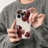 Dark Red Lily Pattern Phone Case Suitable for iPhone 17 Air 16 15 14 13 12 11 Pro Max 14 Plus Anti Drop Anti Shock Back Cover