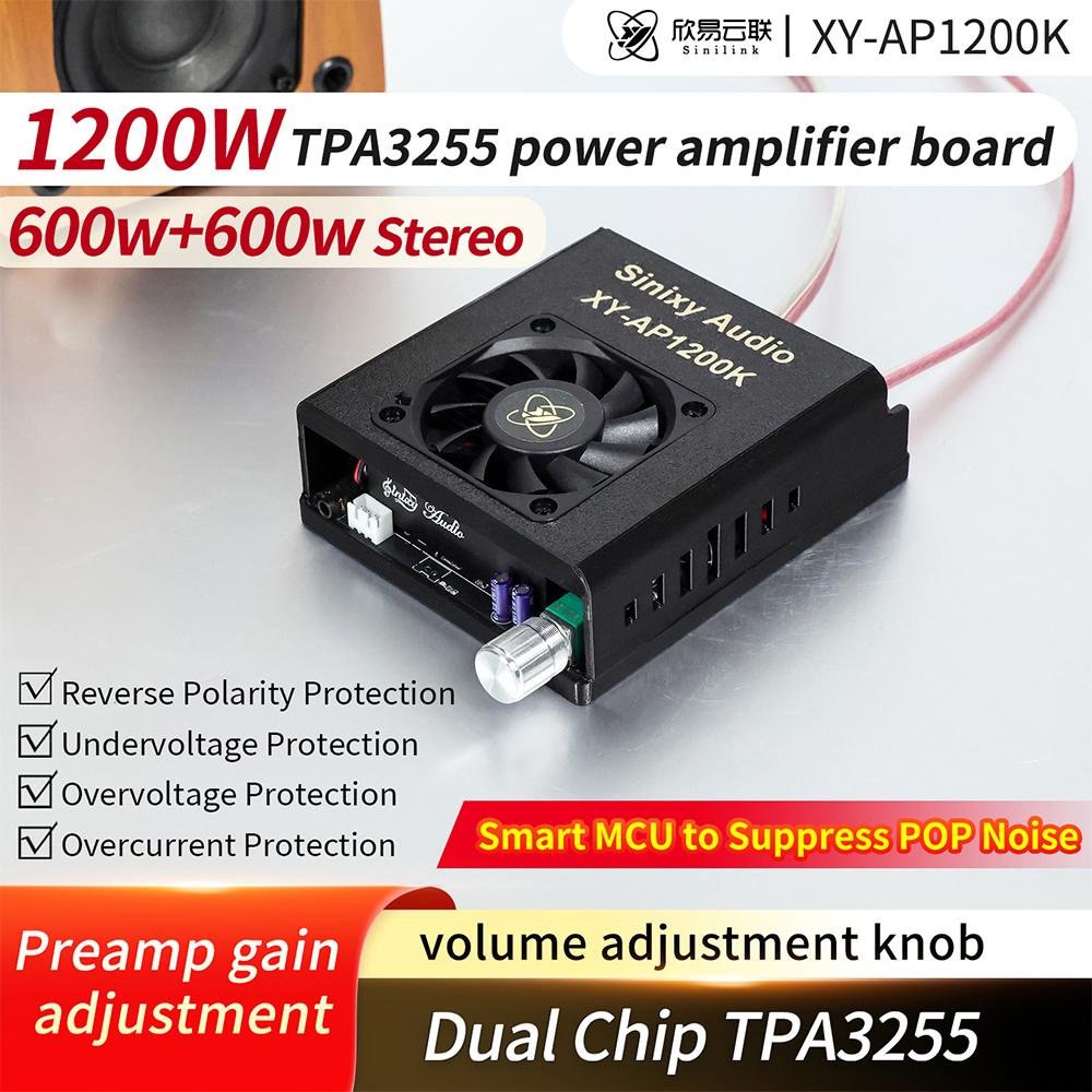 XY-AP1200K HiFi Power Amplifier Board 600W X 2 Dual Channel TPA3255 Class D Amplifier for Home Car Stereo Audio System DC 19-51V