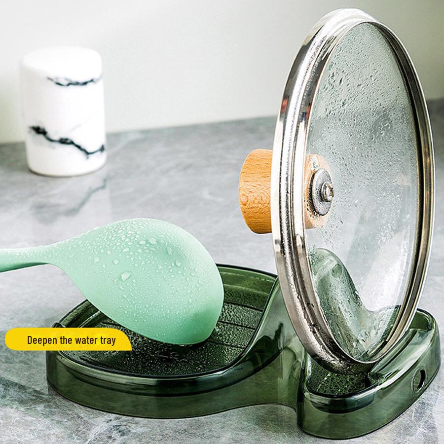 Non-Slip Transparent Pot Lid & Spoon Holder - Heat-Resistant Kitchen Storage Rack